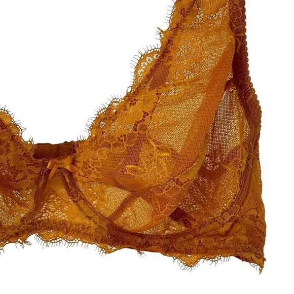 Gilligan O'Malley High Apex Bralette Lace Size L Marigold Yellow Wireless Sexy - Picture 5 of 8